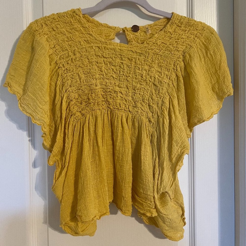 Free People Yellow Open Back Top